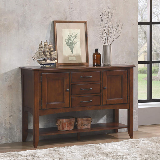 Sunset Trading Andrews Sideboard with Large Display Shelf | 3 Drawers 2 Storage Cabinets | Chestnut Brown -  Chapter 11 Furniture (Lewiston, Maine)