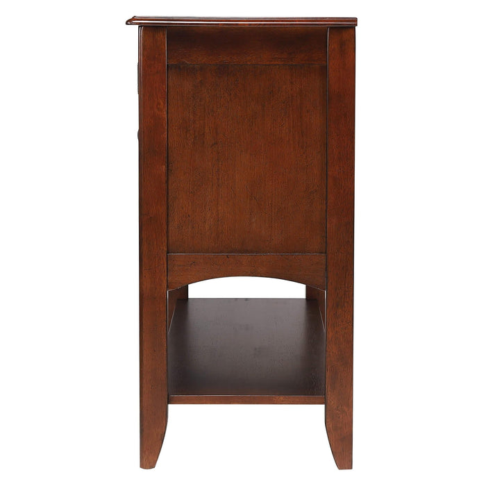 Sunset Trading Andrews Sideboard with Large Display Shelf | 3 Drawers 2 Storage Cabinets | Chestnut Brown