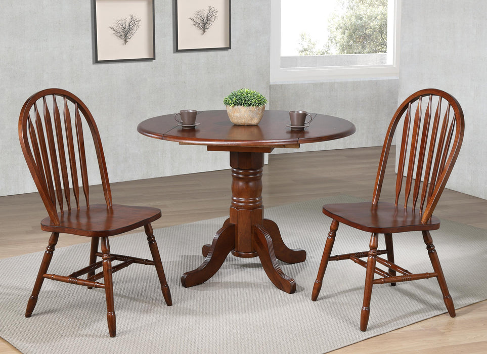Sunset Trading Andrews 42" Round Extendable Drop Leaf Dining Table | Chestnut Brown | Seats 4