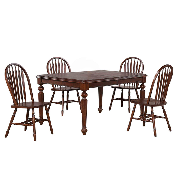 Sunset Trading Andrews 5 Piece 76" Rectangular Extendable Dining Set | Butterfly Leaf Table | Chestnut Brown | Seats 8