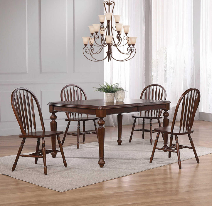 Sunset Trading Andrews 5 Piece 76" Rectangular Extendable Dining Set | Butterfly Leaf Table | Chestnut Brown | Seats 8