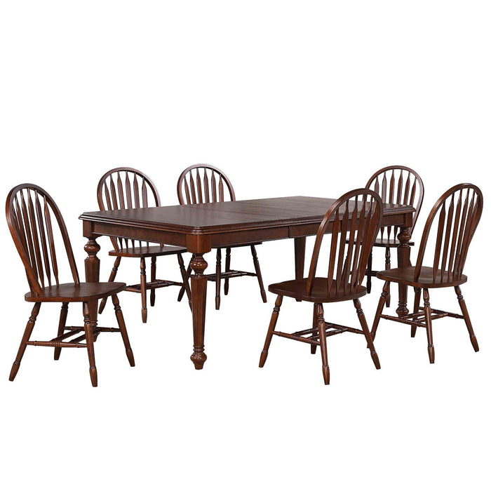 Sunset Trading Andrews 7 Piece 76" Rectangular Extendable Dining Set | Butterfly Leaf Table | Chestnut Brown | Seats 8