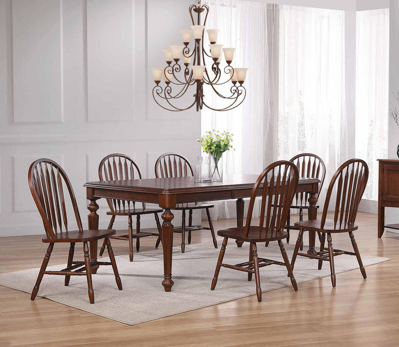 Sunset Trading Andrews 7 Piece 76" Rectangular Extendable Dining Set | Butterfly Leaf Table | Chestnut Brown | Seats 8