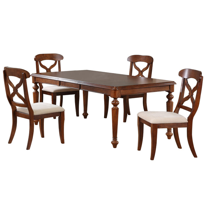 Sunset Trading Andrews 5 Piece 76" Rectangular Butterfly Extendable Dining Set | Chestnut Brown | Seats 8