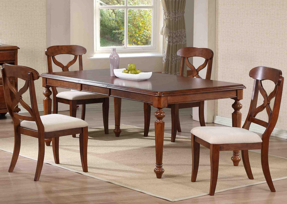Sunset Trading Andrews 5 Piece 76" Rectangular Butterfly Extendable Dining Set | Chestnut Brown | Seats 8
