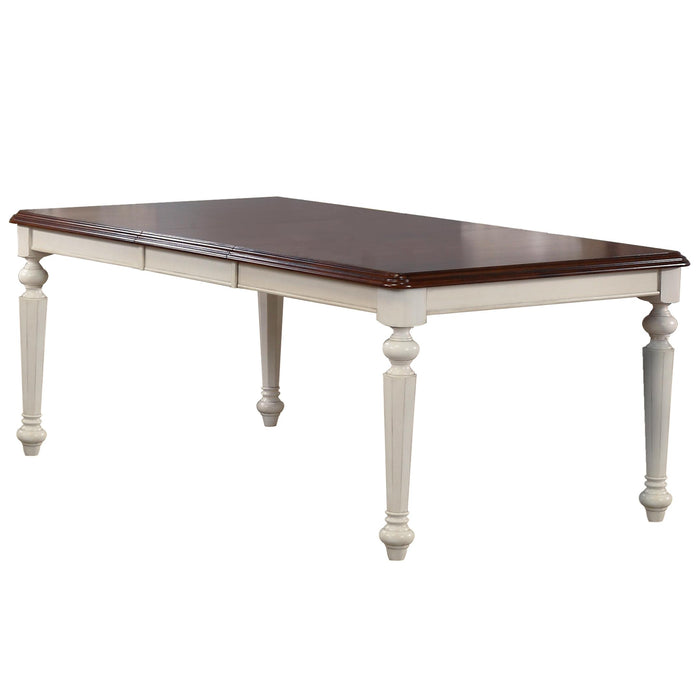 Sunset Trading Andrews 5 Piece 76" Rectangular Butterfly Extendable Dining Set | Antique White and Chestnut Brown | Seats 8