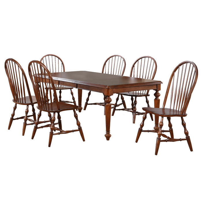 Sunset Trading Andrews 7 Piece 76" Rectangular Extendable Dining Set | Butterfly Leaf Table | Chestnut Brown | Seats 8