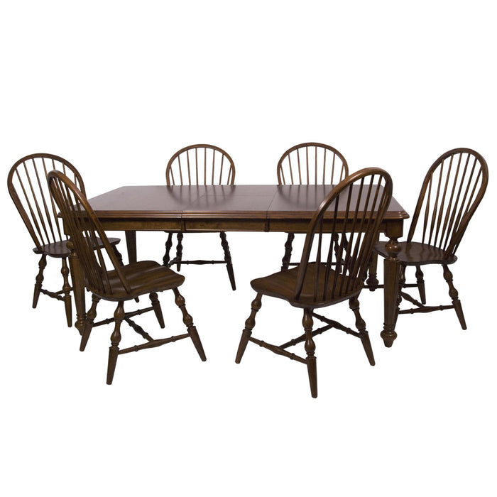 Sunset Trading Andrews 7 Piece 76" Rectangular Extendable Dining Set | Butterfly Leaf Table | Chestnut Brown | Seats 8