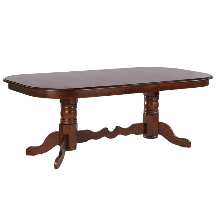 Sunset Trading Andrews 96" Oval Double Pedestal Butterfly Extendable Dining Table | Chestnut Brown | Seats 10