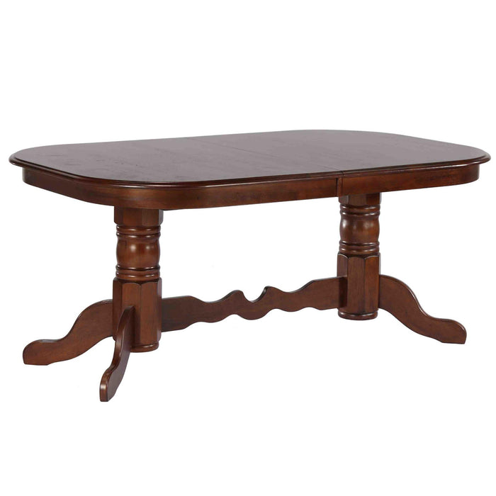 Sunset Trading Andrews 96" Oval Double Pedestal Butterfly Extendable Dining Table | Chestnut Brown | Seats 10