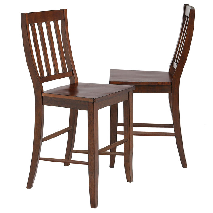 Sunset Trading Andrews School House 24" Barstool | Counter Height Stool | Chestnut Brown | Set of 2