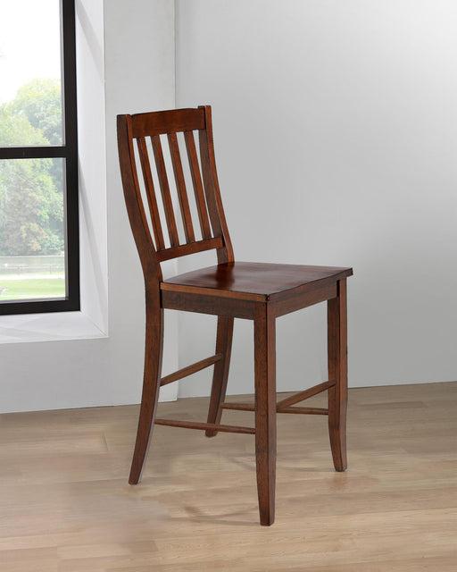 Sunset Trading Andrews School House 24" Barstool | Counter Height Stool | Chestnut Brown | Set of 2 -  Chapter 11 Furniture (Lewiston, Maine)