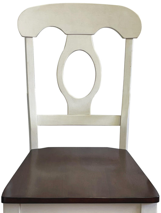 Sunset Trading Andrews Napoleon Barstool | Antique White and Chestnut Brown | Set of 2