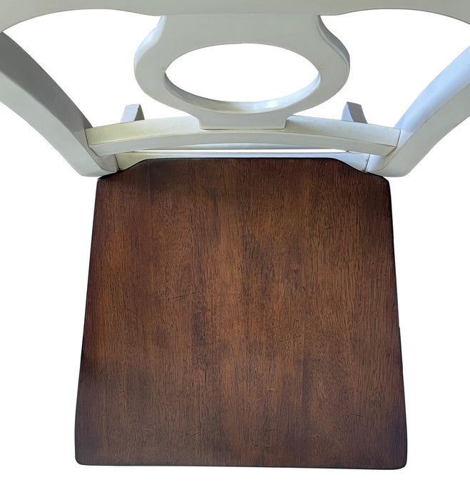Sunset Trading Andrews Napoleon Barstool | Antique White and Chestnut Brown | Set of 2