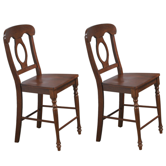 Sunset Trading Andrews Napoleon Barstool | Chestnut Brown | Set of 2