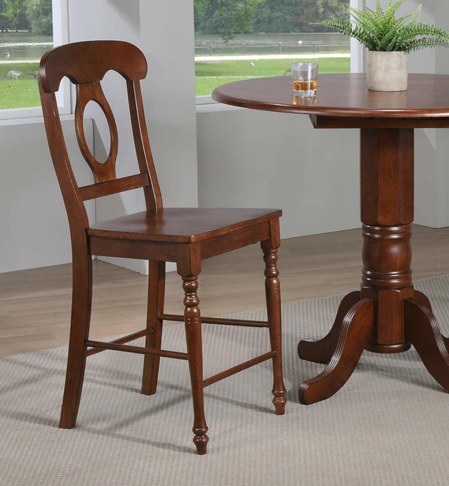 Sunset Trading Andrews Napoleon Barstool | Chestnut Brown | Set of 2