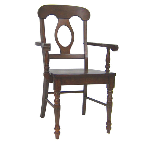 Sunset Trading Andrews Napoleon Dining Chair with Arms | Chestnut Brown Solid Wood | Set of 2 -  Chapter 11 Furniture (Lewiston, Maine)