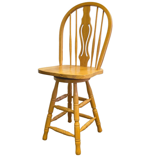 Sunset Trading Oak Selections 24" Keyhole Windsor Barstool | Counter Height Stool | Light Oak -  Chapter 11 Furniture (Lewiston, Maine)