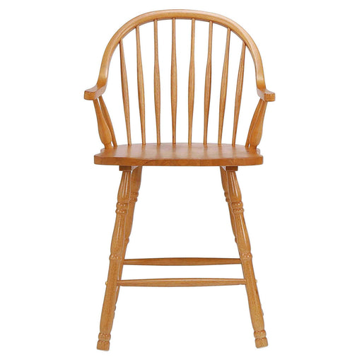 Sunset Trading Oak Selections 24" Windsor Barstool with Arms | Light Oak | Counter Height Stool | Set of 2 -  Chapter 11 Furniture (Lewiston, Maine)