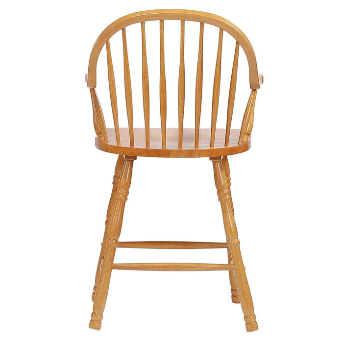 Sunset Trading Oak Selections 24" Windsor Barstool with Arms | Light Oak | Counter Height Stool | Set of 2 -  Chapter 11 Furniture (Lewiston, Maine)