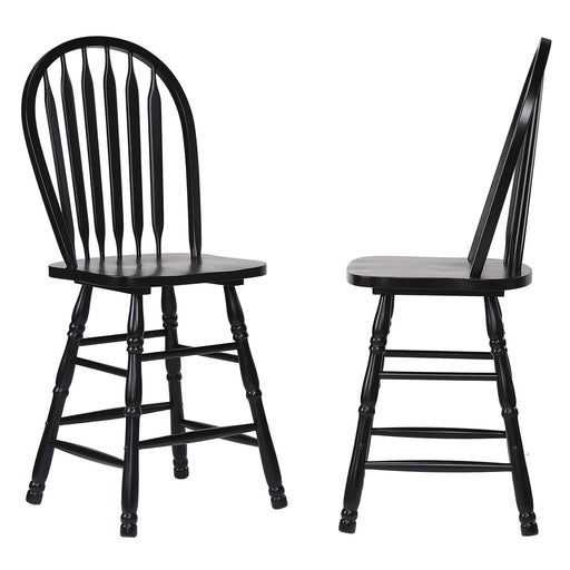 Sunset Trading Selections Arrowback Windsor 24" Barstool | Distressed Black Solid Wood Counter Height Stool | Set of 2 -  Chapter 11 Furniture (Lewiston, Maine)