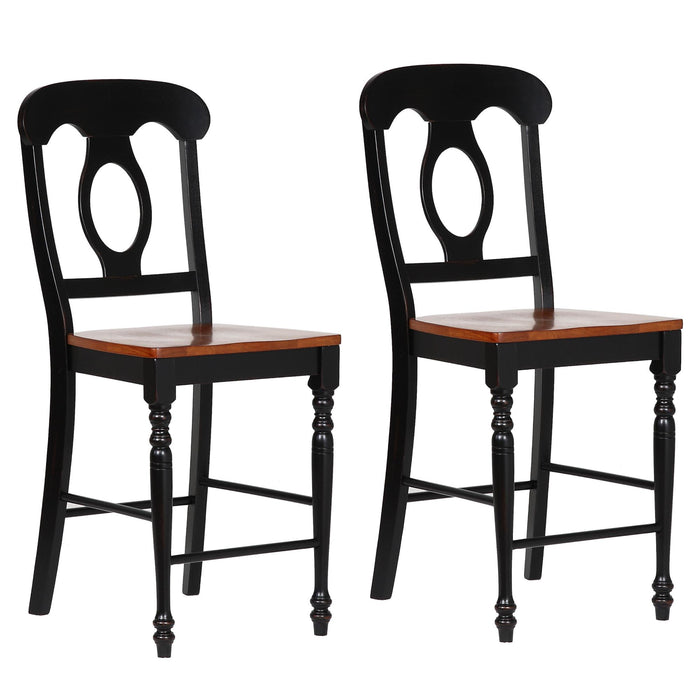 Sunset Trading Black Cherry Selections Napoleon Barstool | Antique Black with Cherry Seats | Counter Height Stool | Set of 2
