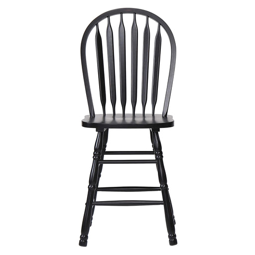 Sunset Trading Selections Arrowback Windsor 24" Barstool | Distressed Black Solid Wood Counter Height Stool | Set of 2 -  Chapter 11 Furniture (Lewiston, Maine)