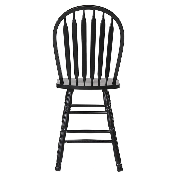 Sunset Trading Selections Arrowback Windsor 24" Barstool | Distressed Black Solid Wood Counter Height Stool | Set of 2 -  Chapter 11 Furniture (Lewiston, Maine)