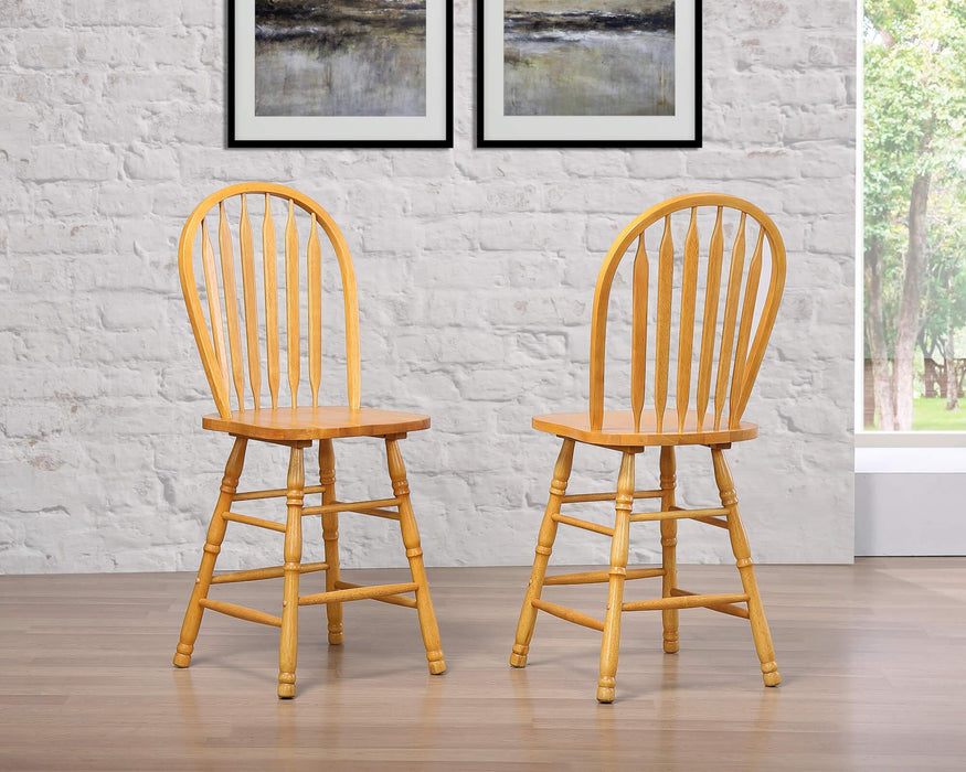 Sunset Trading Selections Arrowback Windsor 24" Barstool | Light Oak Solid Wood Counter Height Stool | Set of 2 -  Chapter 11 Furniture (Lewiston, Maine)