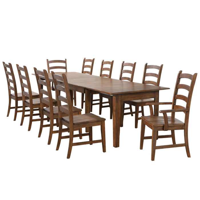 Sunset Trading Simply Brook 11 Piece 134" Rectangular Extendable Table Dining Set | Amish Brown | Seats 12 -  Chapter 11 Furniture (Lewiston, Maine)