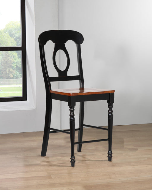 Sunset Trading Black Cherry Selections Napoleon Barstool | Antique Black with Cherry Seats | Counter Height Stool | Set of 2 -  Chapter 11 Furniture (Lewiston, Maine)