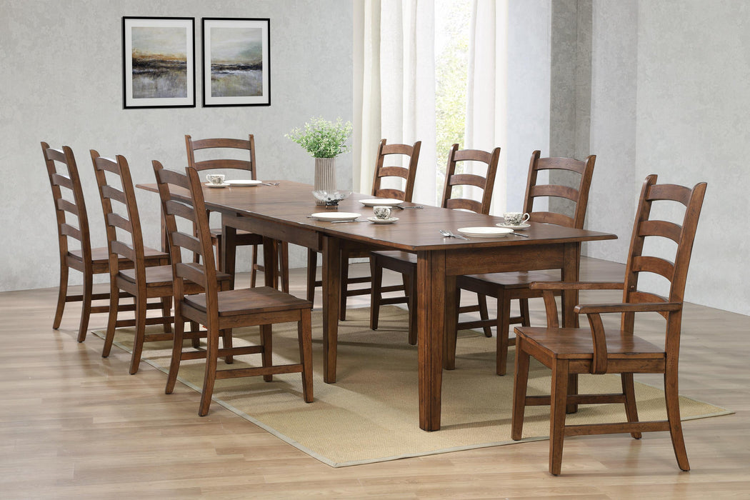Sunset Trading Simply Brook 9 Piece 134" Rectangular Extendable Table Dining Set | Amish Brown | Seats 12 -  Chapter 11 Furniture (Lewiston, Maine)