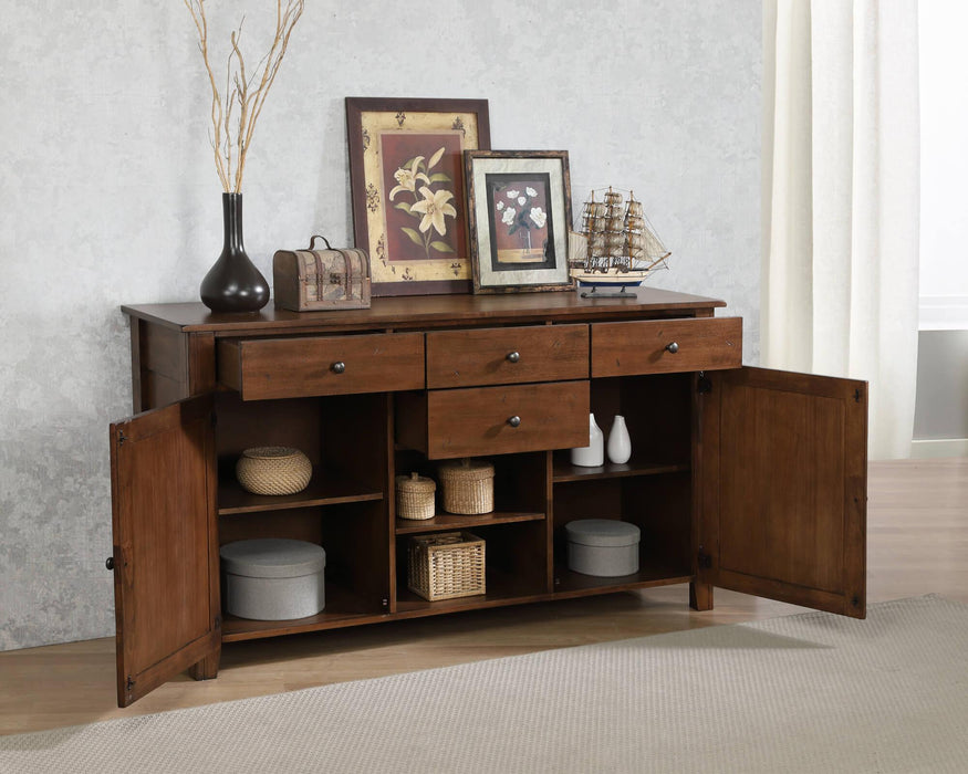 Sunset Trading Simply Brook 10 Piece 72" Rectangular Extendable Table Dining Set | Sideboard | Amish Brown | Seats 8 -  Chapter 11 Furniture (Lewiston, Maine)