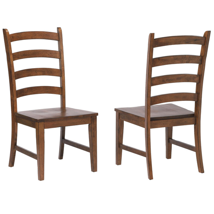 Sunset Trading Simply Brook Ladder Back Dining Chair | Set of 2 | Amish Brown