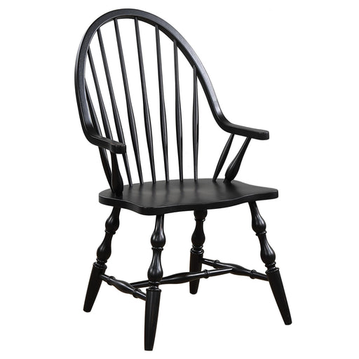 Sunset Trading Black Cherry Selections Windsor Spindleback Dining Chair with Arms | Antique Black -  Chapter 11 Furniture (Lewiston, Maine)