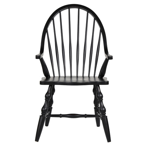 Sunset Trading Black Cherry Selections Windsor Spindleback Dining Chair with Arms | Antique Black -  Chapter 11 Furniture (Lewiston, Maine)