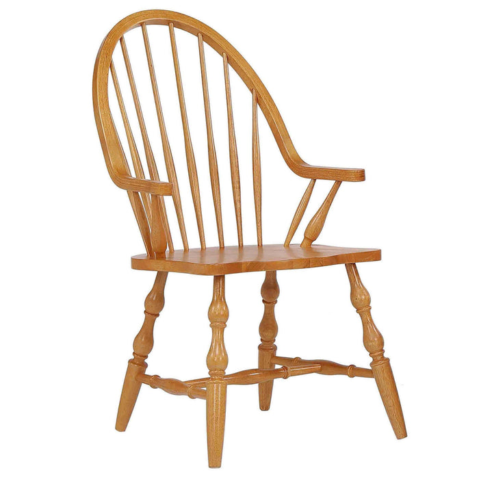 Sunset Trading Oak Selections Windsor Dining Chair with Arms | Light Oak Armchair