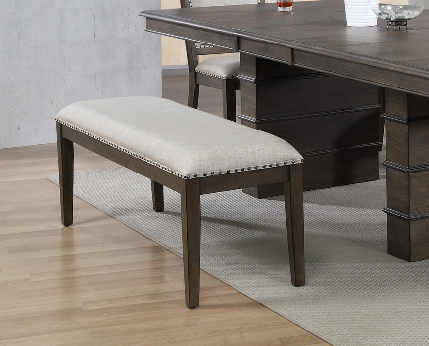 Sunset Trading Cali 50" Upholstered Dining Bench | Brown Solid Wood | Nailheads -  Chapter 11 Furniture (Lewiston, Maine)