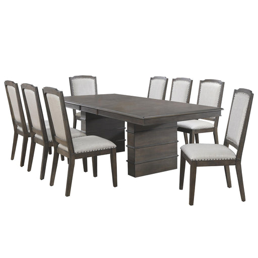 Sunset Trading Cali 9 Piece 96" Rectangular Extendable Dining Table Set | Brown Solid Wood | Seats 8 -  Chapter 11 Furniture (Lewiston, Maine)
