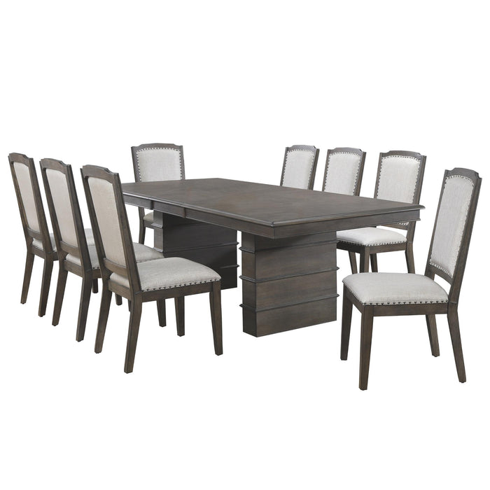 Sunset Trading Cali 9 Piece 96" Rectangular Extendable Dining Table Set | Brown Solid Wood | Seats 8 -  Chapter 11 Furniture (Lewiston, Maine)