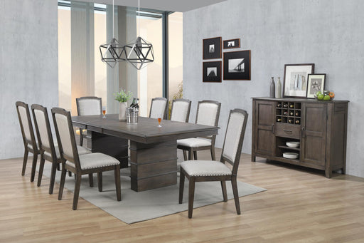 Sunset Trading Cali 10 Piece 96" Rectangular Extendable Dining Table Set with Server | Brown Solid Wood | Seats 8 -  Chapter 11 Furniture (Lewiston, Maine)