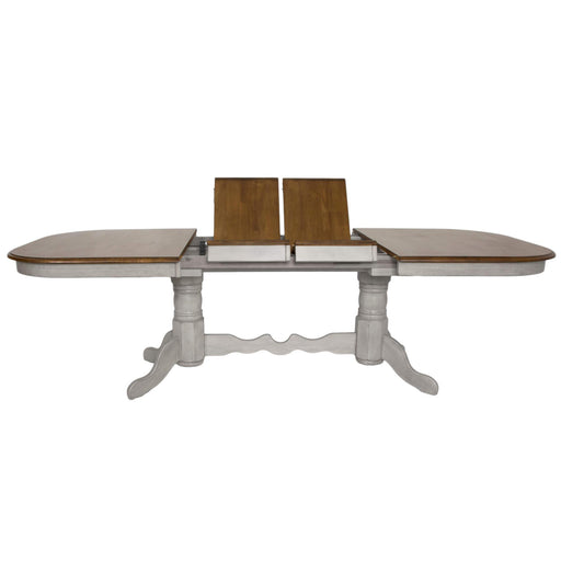 Sunset Trading Country Grove 96" Oval Double Pedestal Extendable Dining Table | Distressed Gray and Brown Wood | Seats 10 -  Chapter 11 Furniture (Lewiston, Maine)