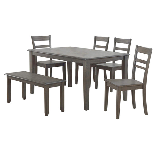 Sunset Trading Shades of Gray 6 Piece 60" Rectangular Dining Table Set | 4 Chairs | Bench | Seats 6 -  Chapter 11 Furniture (Lewiston, Maine)
