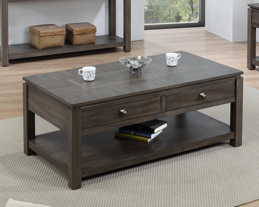 Sunset Trading Shades of Gray Coffee Table with Drawers and Shelf -  Chapter 11 Furniture (Lewiston, Maine)