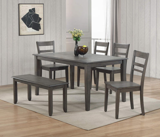 Sunset Trading Shades of Gray 6 Piece 60" Rectangular Dining Table Set | 4 Chairs | Bench | Seats 6 -  Chapter 11 Furniture (Lewiston, Maine)