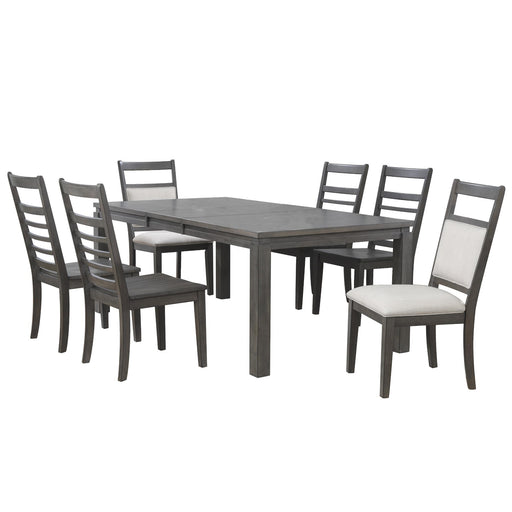 Sunset Trading Shades of Gray 7 Piece 82" Rectangular Extendable Dining Set with Upholstered End Chairs | Seats 8 -  Chapter 11 Furniture (Lewiston, Maine)