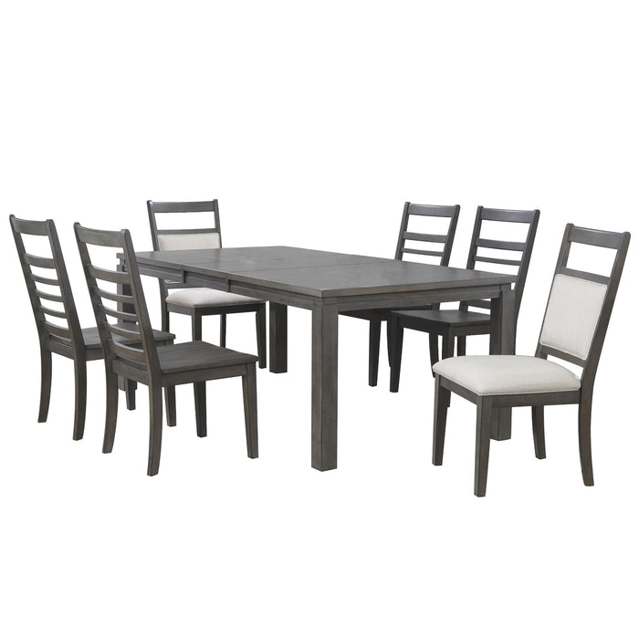 Sunset Trading Shades of Gray 7 Piece 82" Rectangular Extendable Dining Set with Upholstered End Chairs | Seats 8 -  Chapter 11 Furniture (Lewiston, Maine)
