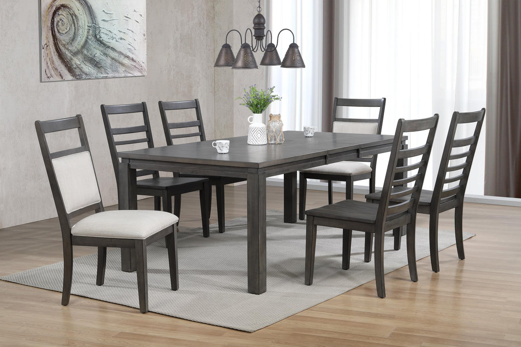 Sunset Trading Shades of Gray 7 Piece 82" Rectangular Extendable Dining Set with Upholstered End Chairs | Seats 8 -  Chapter 11 Furniture (Lewiston, Maine)