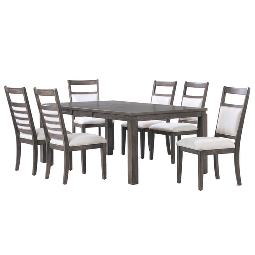 Sunset Trading Shades of Gray 7 Piece 82" Rectangular Extendable Dining Set | Upholstered Chairs | Seats 8 -  Chapter 11 Furniture (Lewiston, Maine)