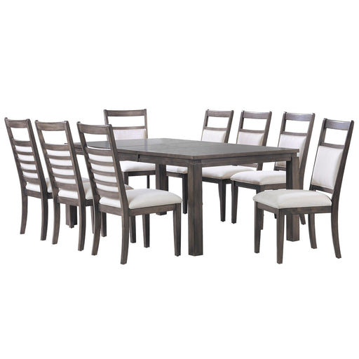 Sunset Trading Shades of Gray 9 Piece 82" Rectangular Extendable Dining Set | Upholstered Chairs | Seats 8 -  Chapter 11 Furniture (Lewiston, Maine)